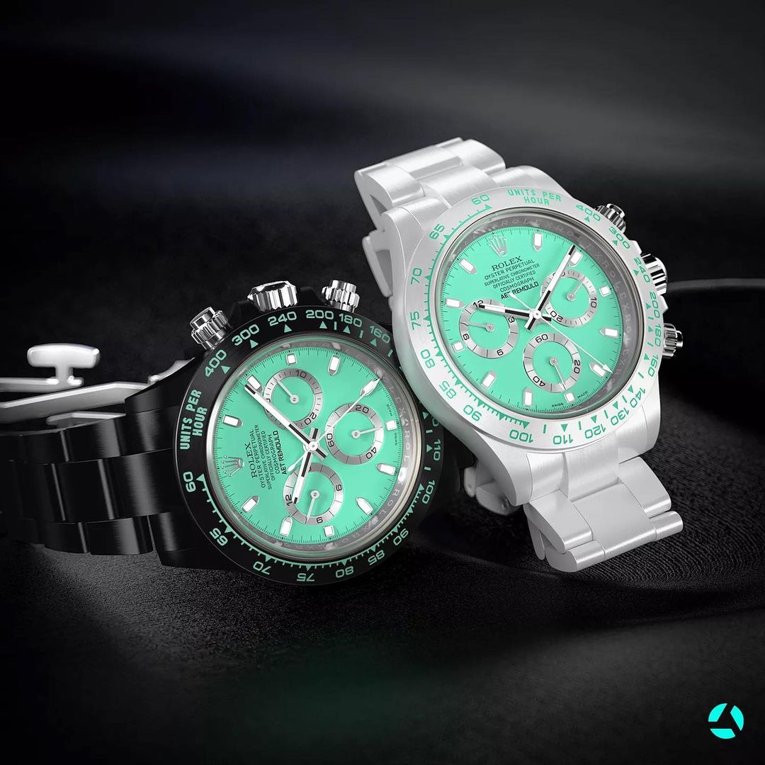 Green and silver discount rolex