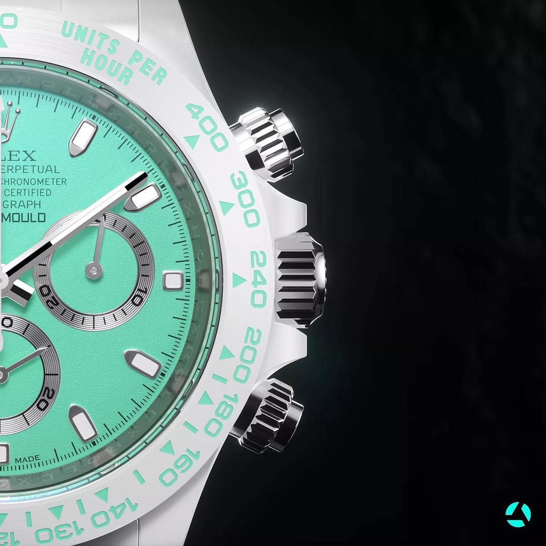 AET REMOULD Rolex Daytona BISCAY GREEN WHITE CERAMIC | WORLDTIMER