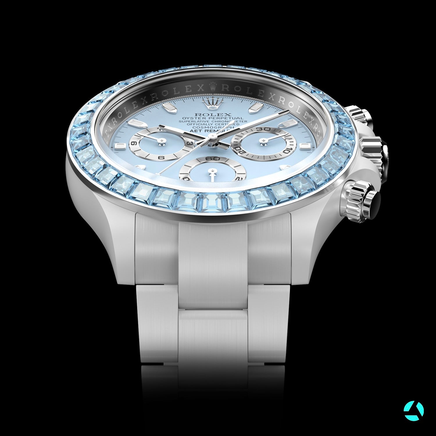 AET REMOULD 鑽石錶圈 勞力士 地通拿 BLUE GEMSTONE CERAMIC 全陶瓷手錶 | WORLDTIMER