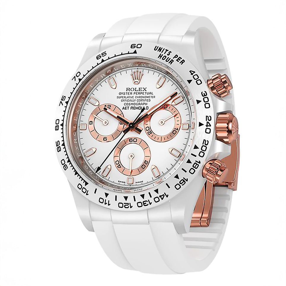 AET REMOULD Rolex Daytona PLATINUM-COLORED CLASSIC (RUBBER STRAP) 勞力士 地通拿 | WORLDTIMER