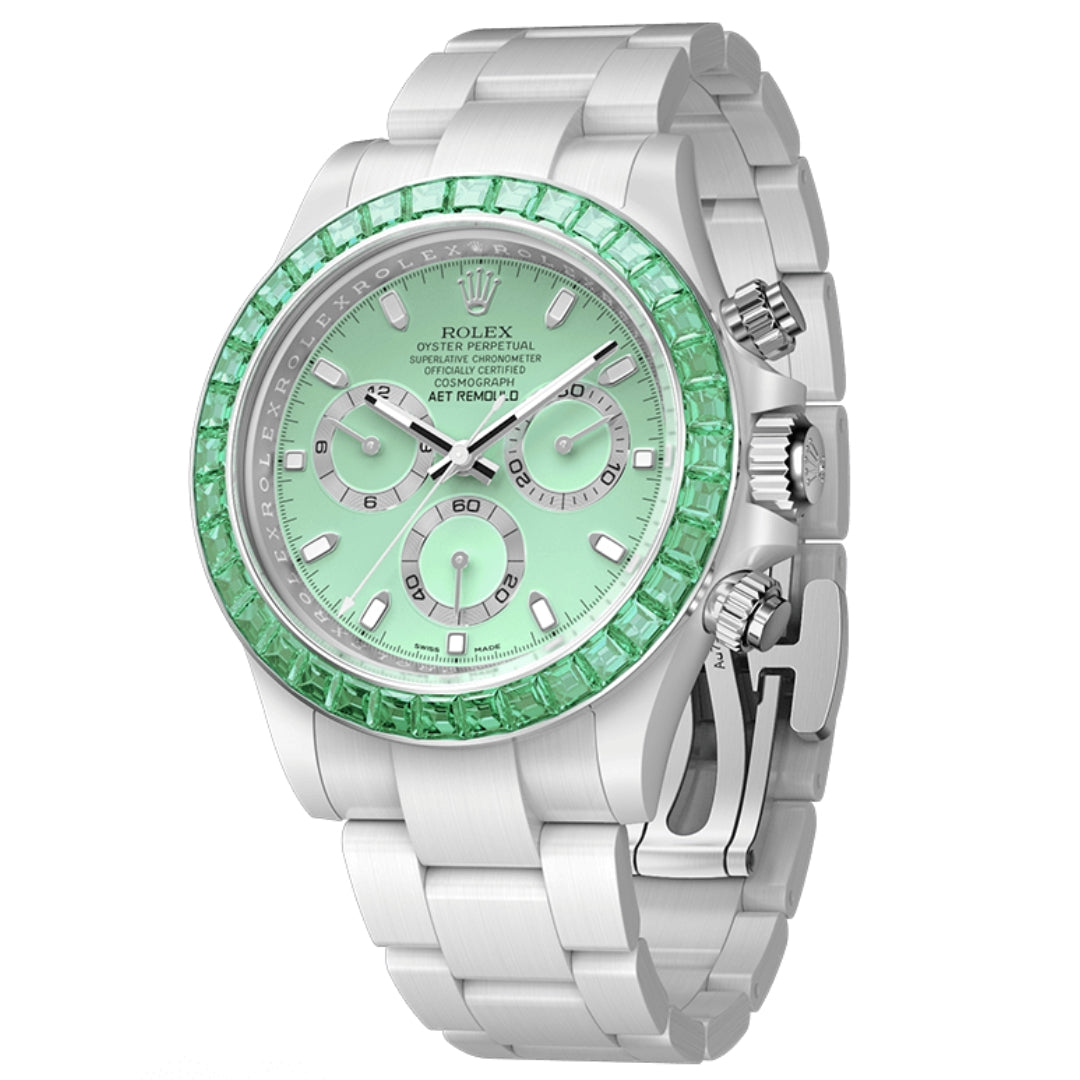 Rolex Daytona AET Remould GREEN GEMSTONE CERAMIC 勞力士 地通拿  鑽石錶圈 | WORLDTIMER