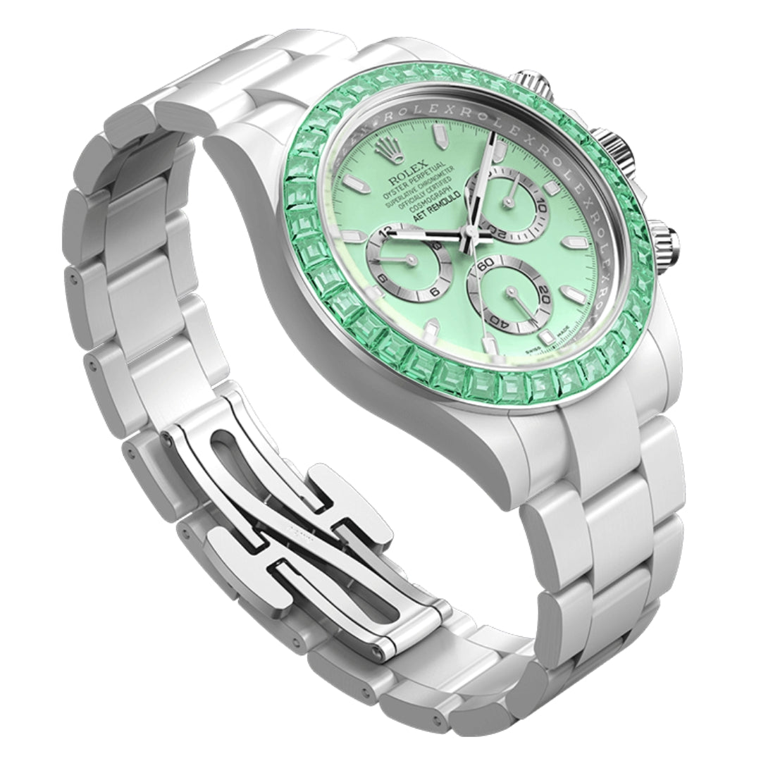 Rolex Daytona AET Remould GREEN GEMSTONE CERAMIC 勞力士 地通拿  鑽石錶圈 | WORLDTIMER