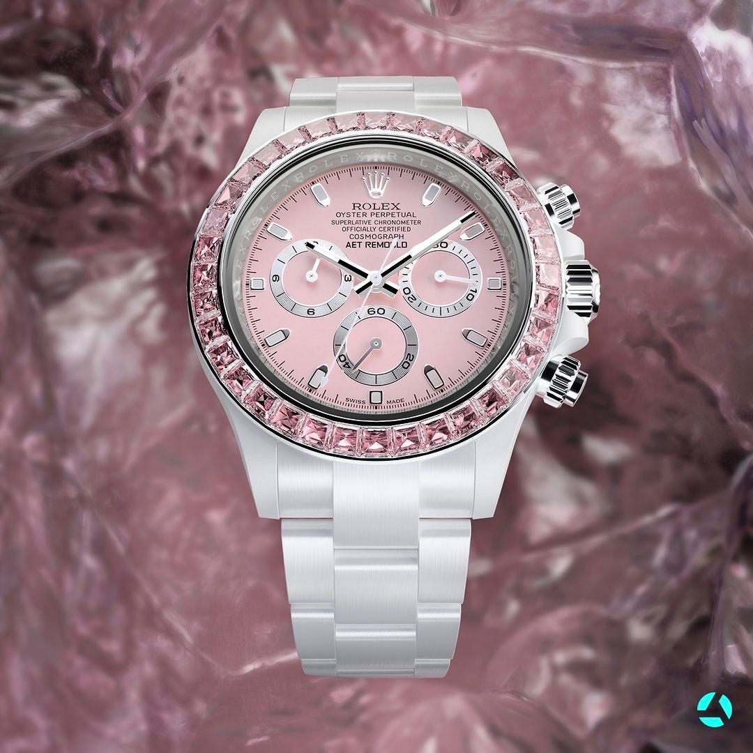 Buy AET REMOULD Rolex Daytona PINK GEMSTONE CERAMIC WORLDTIMER