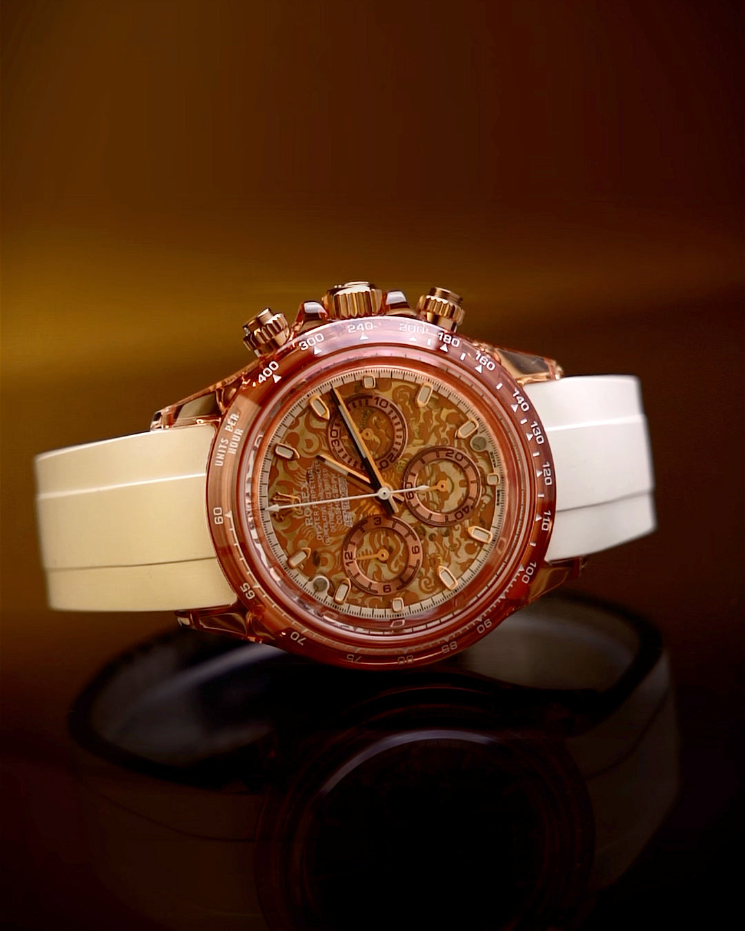 AET REMOULD ROLEX Daytona Transformed with a Dazzling Chinese Loong Year Twist 勞力士地通拿 龍年透明手錶 | WORLDTIMER