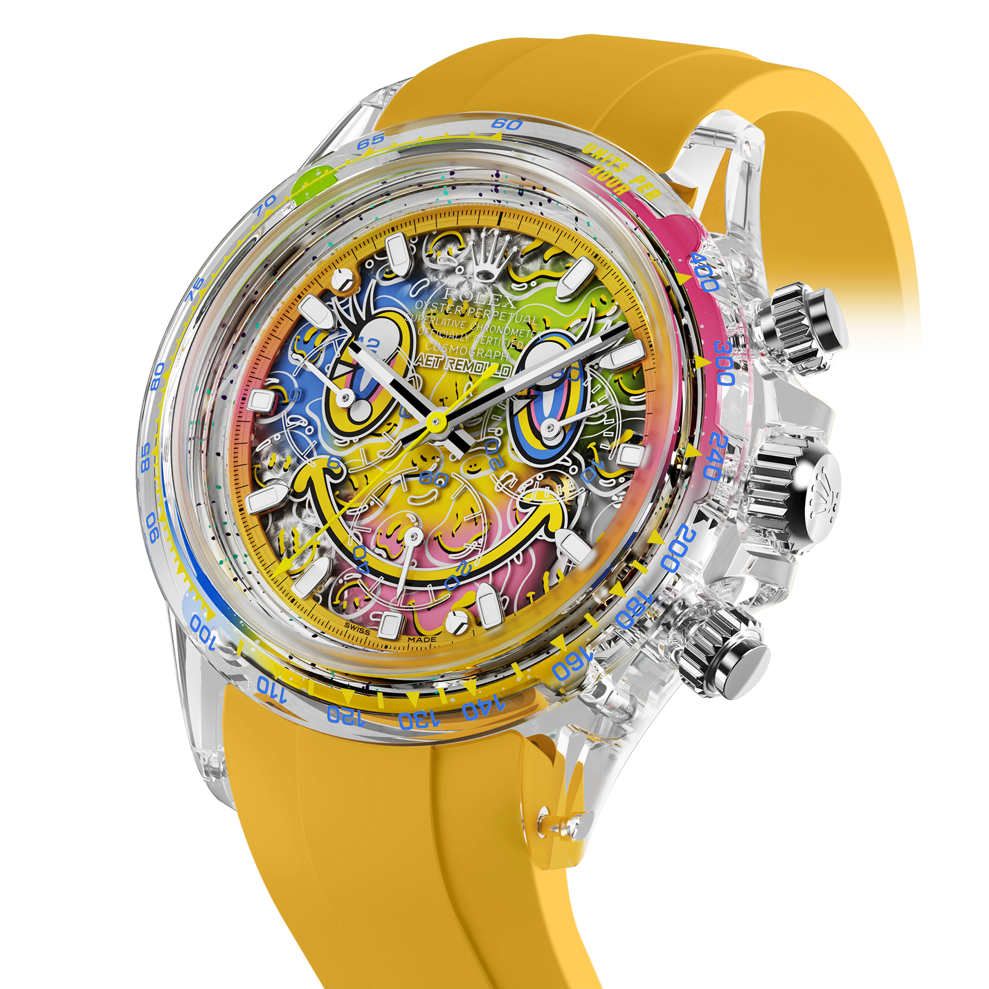 AET REMOULD Rolex Daytona SMILE Sapphire Watch 劳力士迪通拿 蓝宝石水晶透明手表 | WORLDTIMER