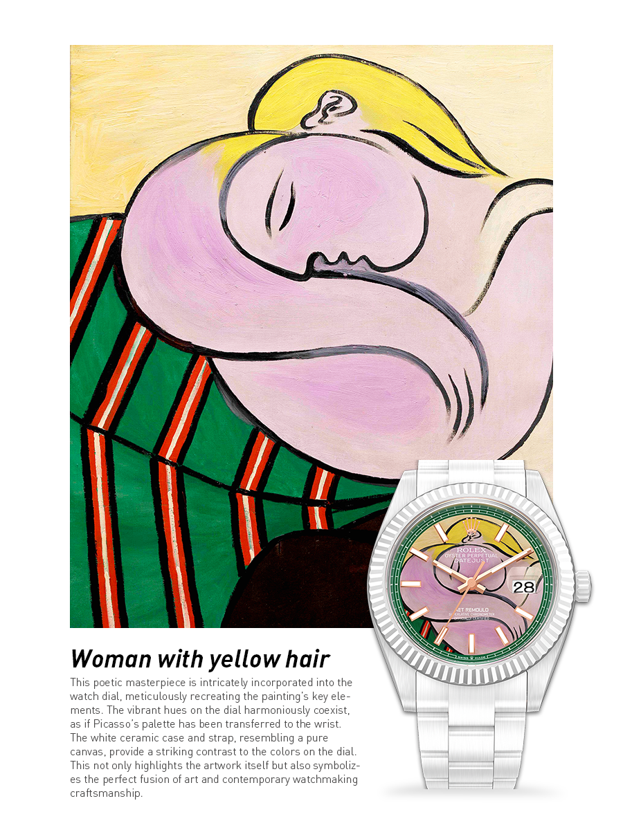 Picasso AET REMOULD Rolex Datejust WOMAN WITH YELLOW HAIR 勞力士 Datejust 畢加索 全陶瓷手錶 | WORLDTIMER