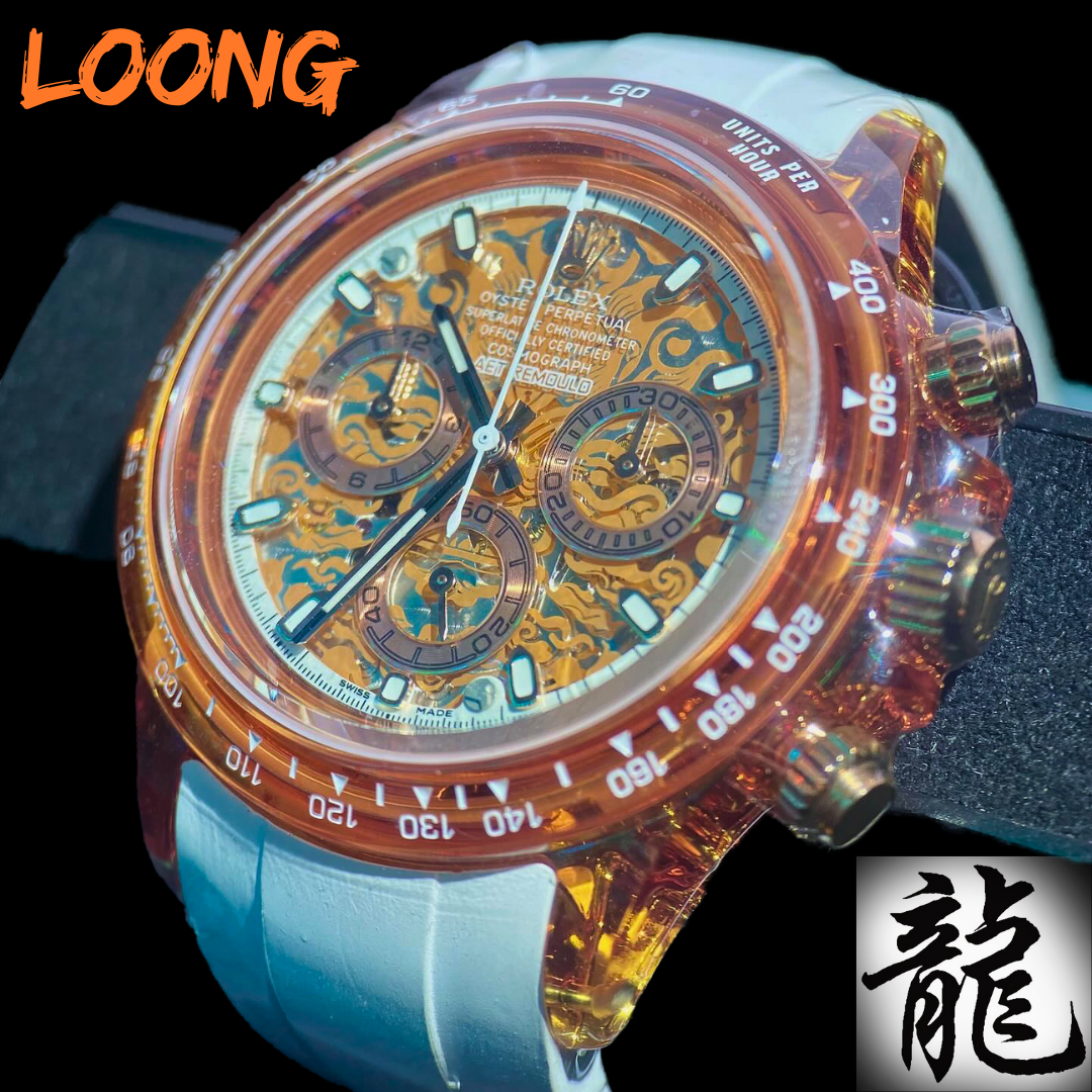 AET REMOULD ROLEX Daytona Transformed with a Dazzling Chinese Loong Year Twist 勞力士地通拿 龍年透明手錶 | WORLDTIMER